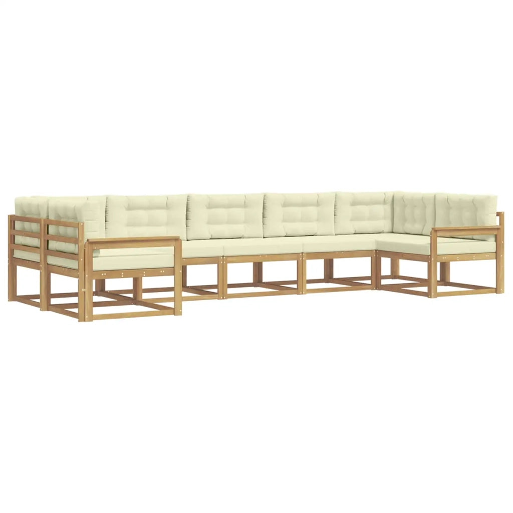 Set di divani da esterno con cuscino 7 pcs Bianco e Crema 3386959