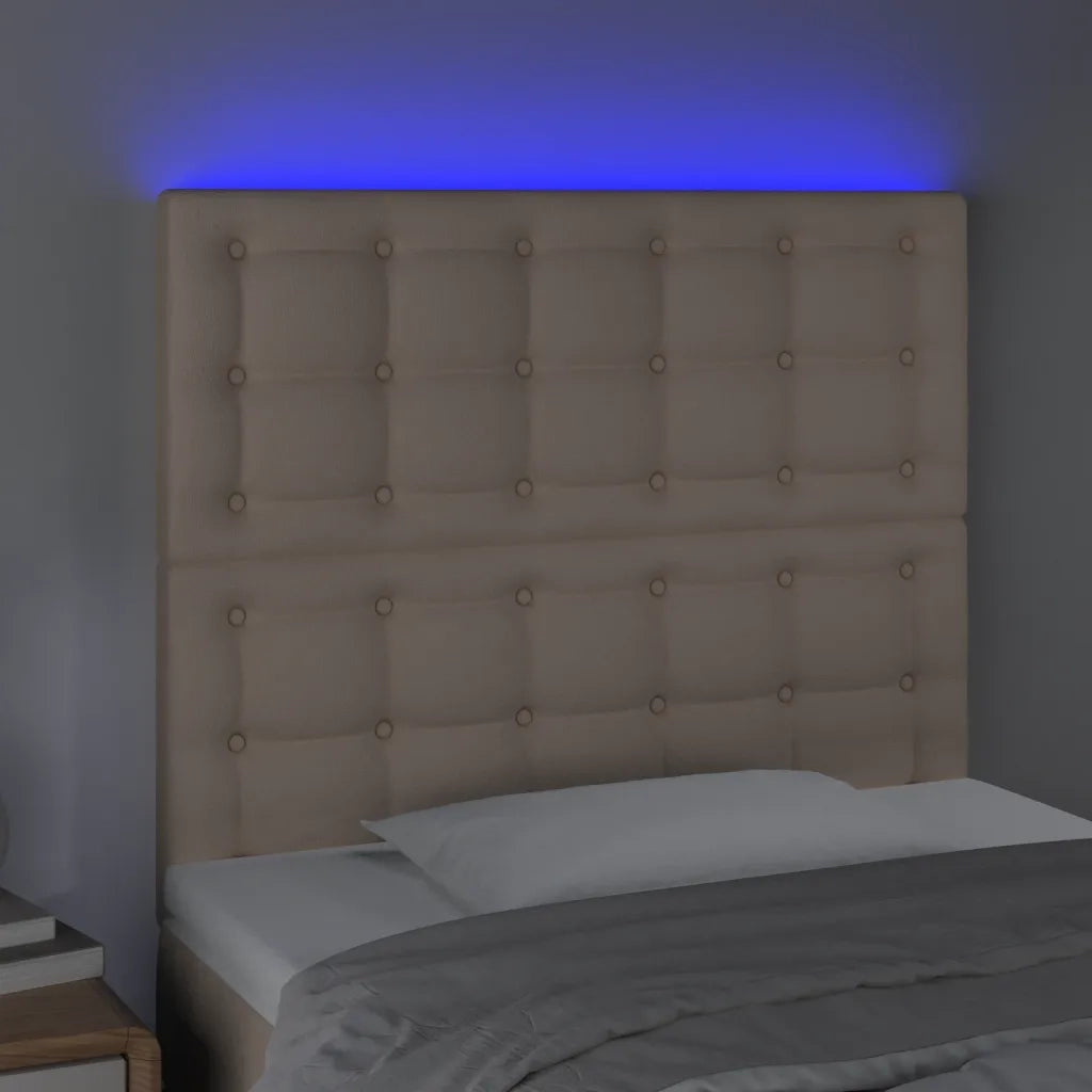 Testiera | Testata a LED Cappuccino 80x5x118/128 cm in Similpelle