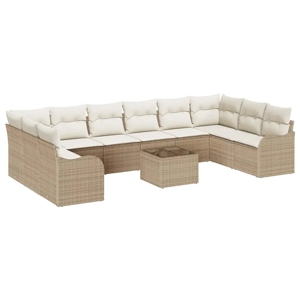 Set Divano da Giardino 11 pcs Beige e Bianco polyrattan 3354560