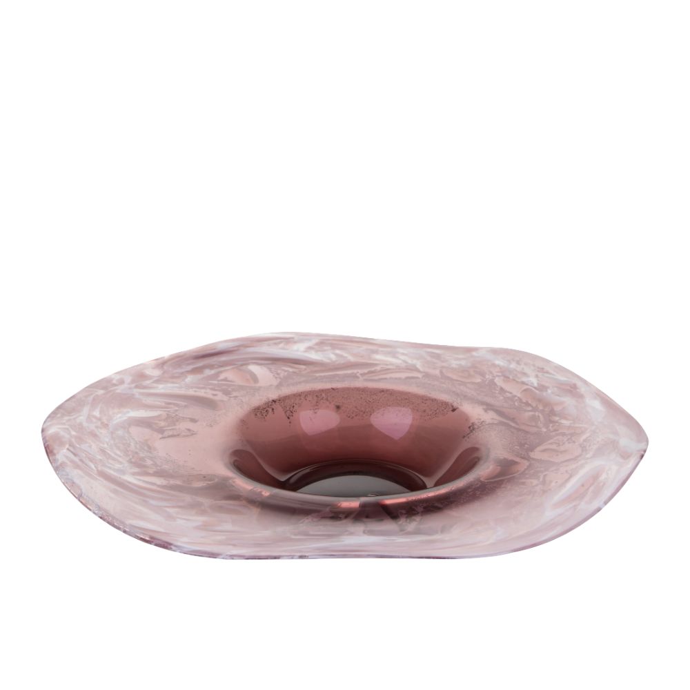 Ciotola Decorativa Ø 40 cm in Vetro Bianco Malva