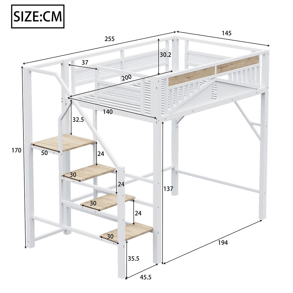 Letto a soppalco - Xylo - 140x200 cm  bianco