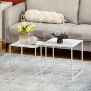 Set di 2 tavolini quadrati in acciaio bianco