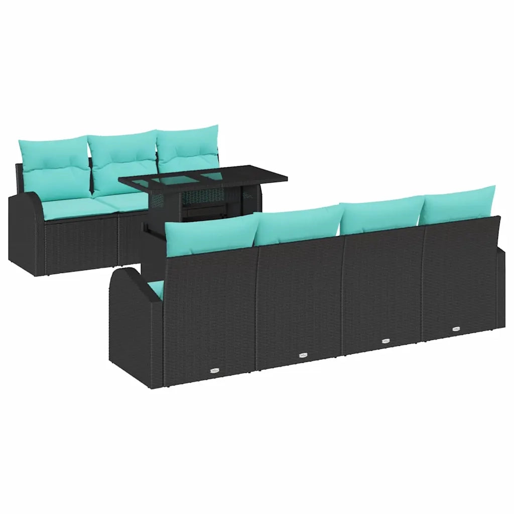 Set Divano da Giardino 8 pcs Nero Rattan in Polipropilene 3357329