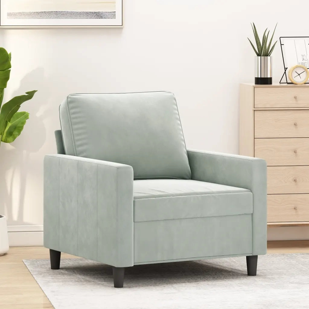 Poltrona-Divano Sedia Grigio Chiaro 60 cm Velluto 917924