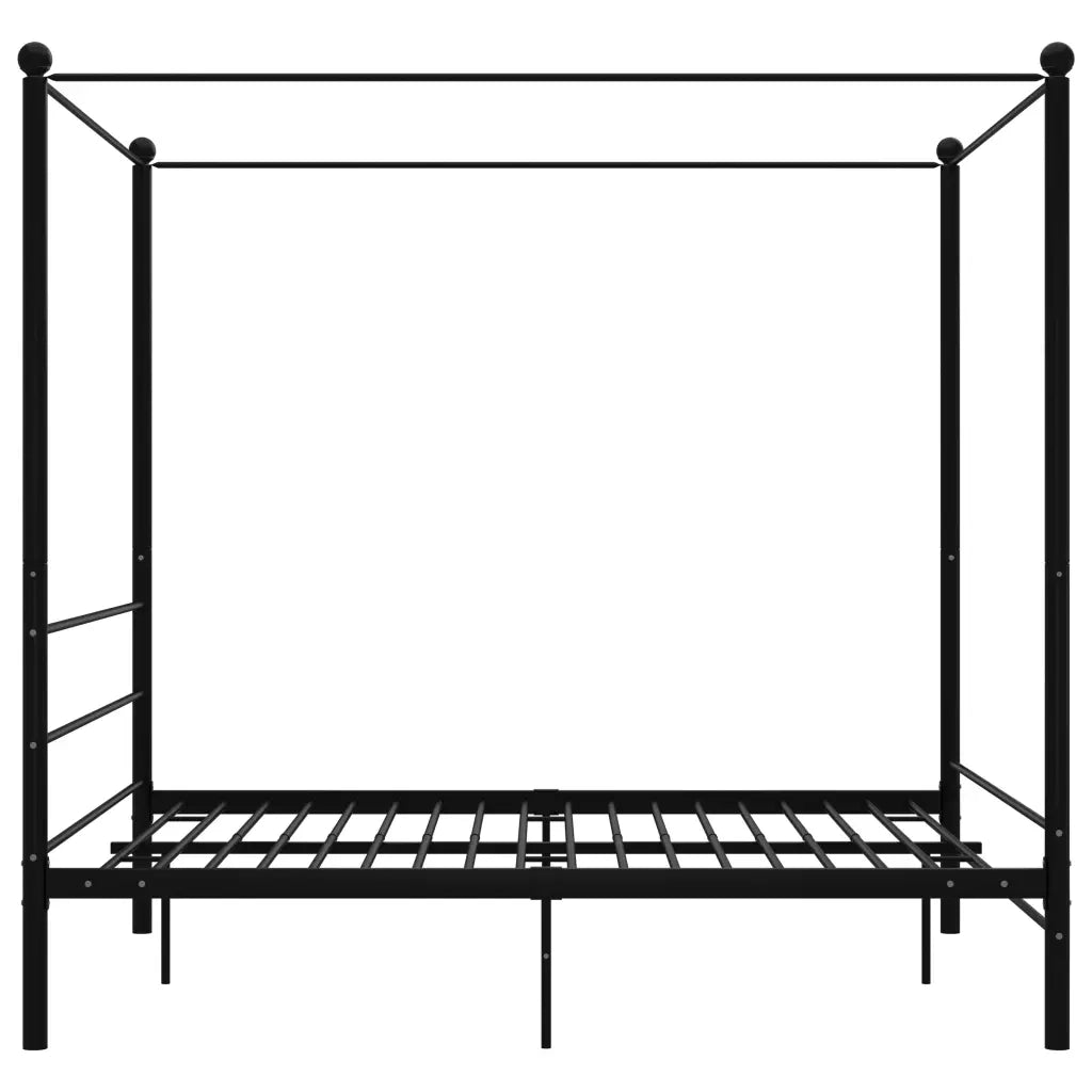 Letto a Baldacchino Nero in Metallo 160x200 cm 325063