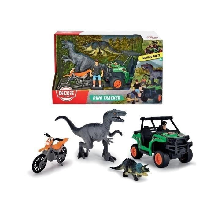 Scatola cacciatore di dinosauri - Dickie - 1 figura articolata e 2 dinosauri inclusi