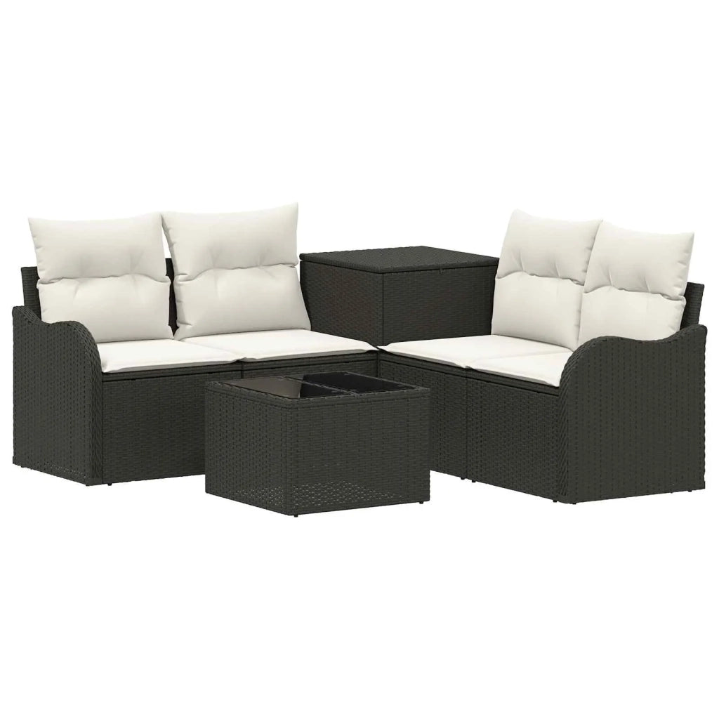 Set di divani 6 pz Nero e Bianco Crema 3447122