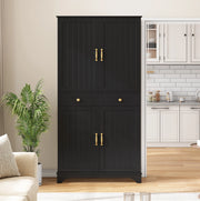 Armadio alto 77x40x181 cm con ripiani regolabili e cassetti in MDF nero
