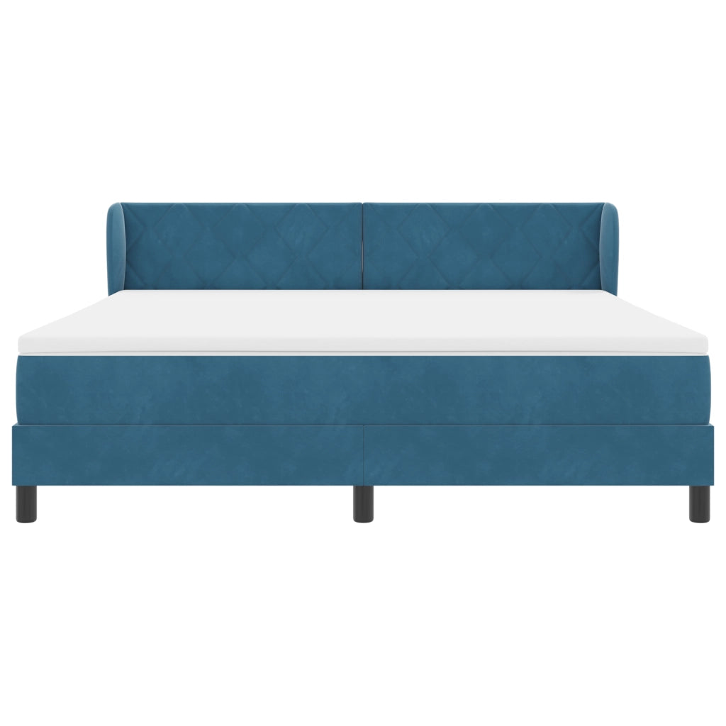 Letto Box Spring con Materasso Blu Scuro 180x200 cm Velluto