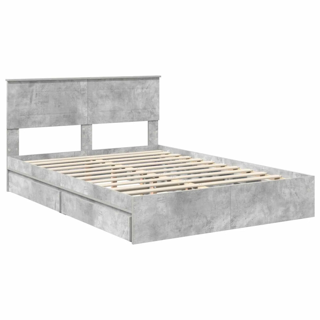 Letto con Contenitore con testiera Grigio cemento 150 x 200 cm 3408448