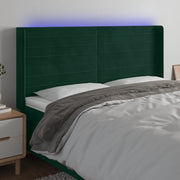 vidaXL Testiera a LED Verde Scuro 163x16x118/128 cm in Velluto