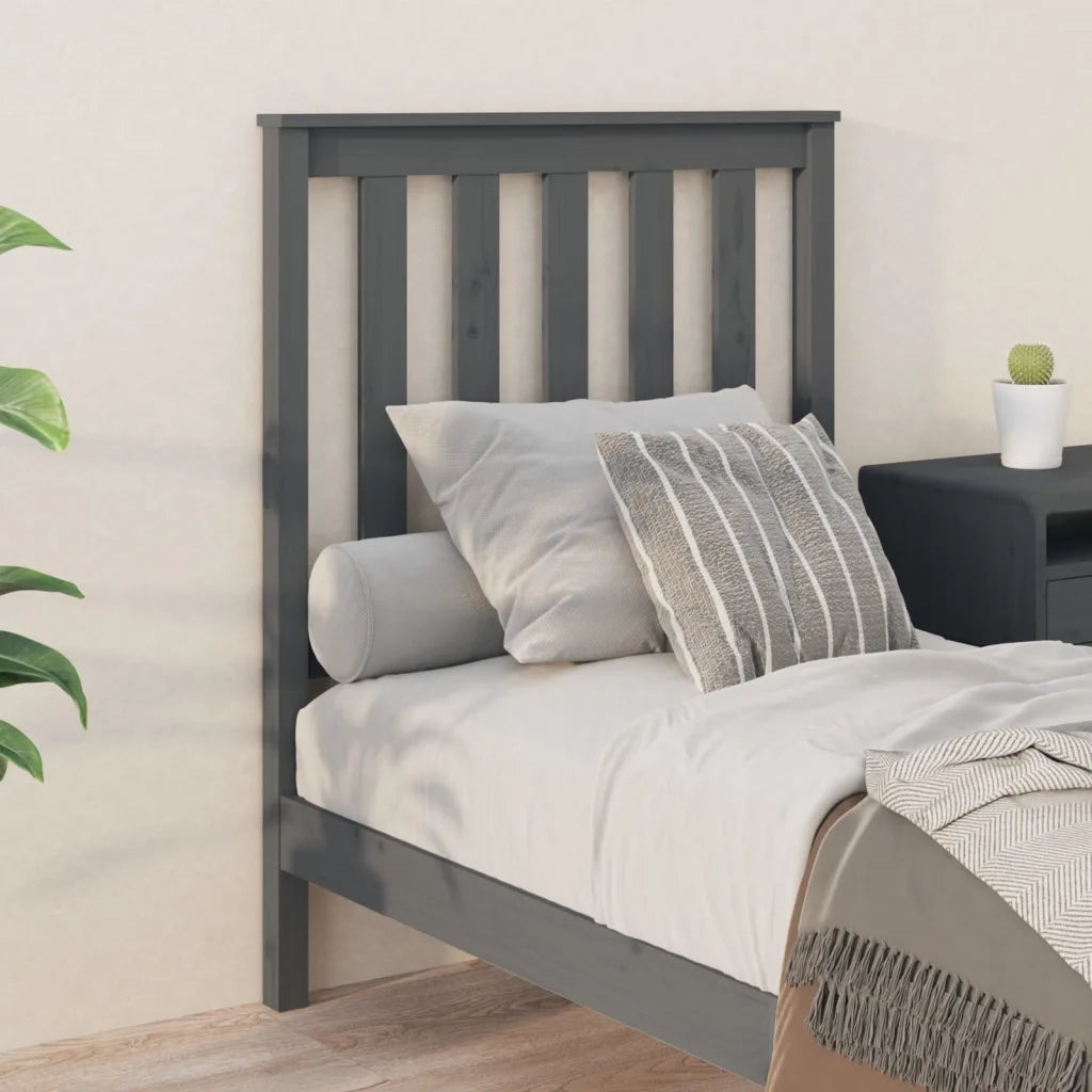 Testiera per Letto Grigia 81x6x101 cm in Legno Massello di Pino 818497