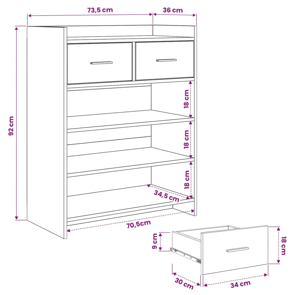 Mobile per scarpe 73,5 x 36 x 92 cm Legno ingegnerizzato 8011327