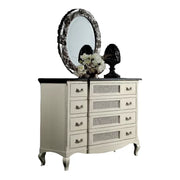 Cassettiera 4 cassetti legno shabby bianco bicolore 124x55x105 - Mobili 2G