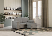 Divano 2 Posti con Pouf 168x145x85 cm Marrak in Tessuto Grigio