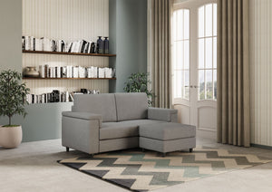 Divano 2 Posti con Pouf 168x145x85 cm Marrak in Tessuto Grigio