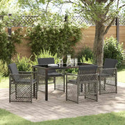 Set da Pranzo per Giardino 5 pcs Grigio polyrattan