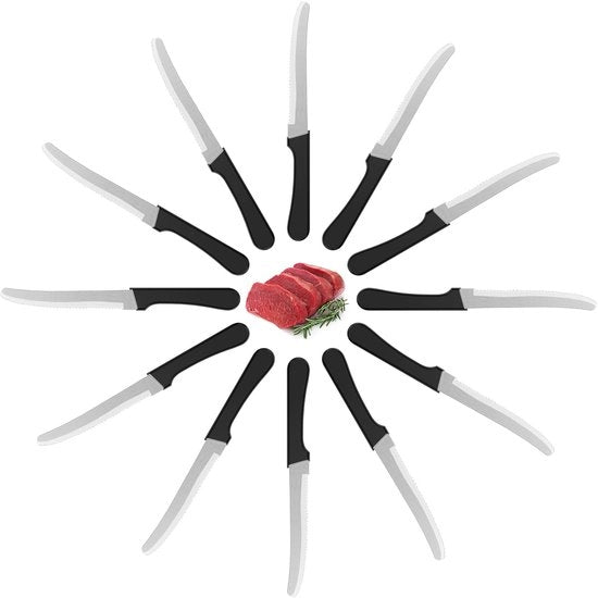 Set di coltelli da cucina 12 pezzi - Coltelli professionali - Coltelli in acciaio inossidabile - Coltelli per bistecche - Lunghezza del coltello 12,5 cm - Manico comodo