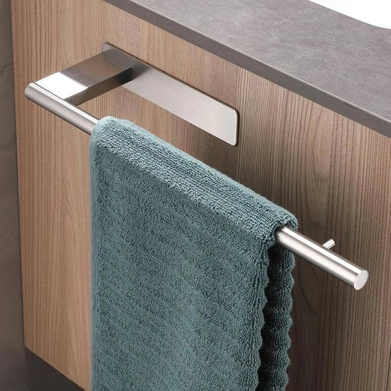 Supporto asciugamano senza perforazione, supporto asciugamano, fissaggio a parete, adesivo, in acciaio inossidabile 304, asta asciugamano per attacco, per bagno e cucina