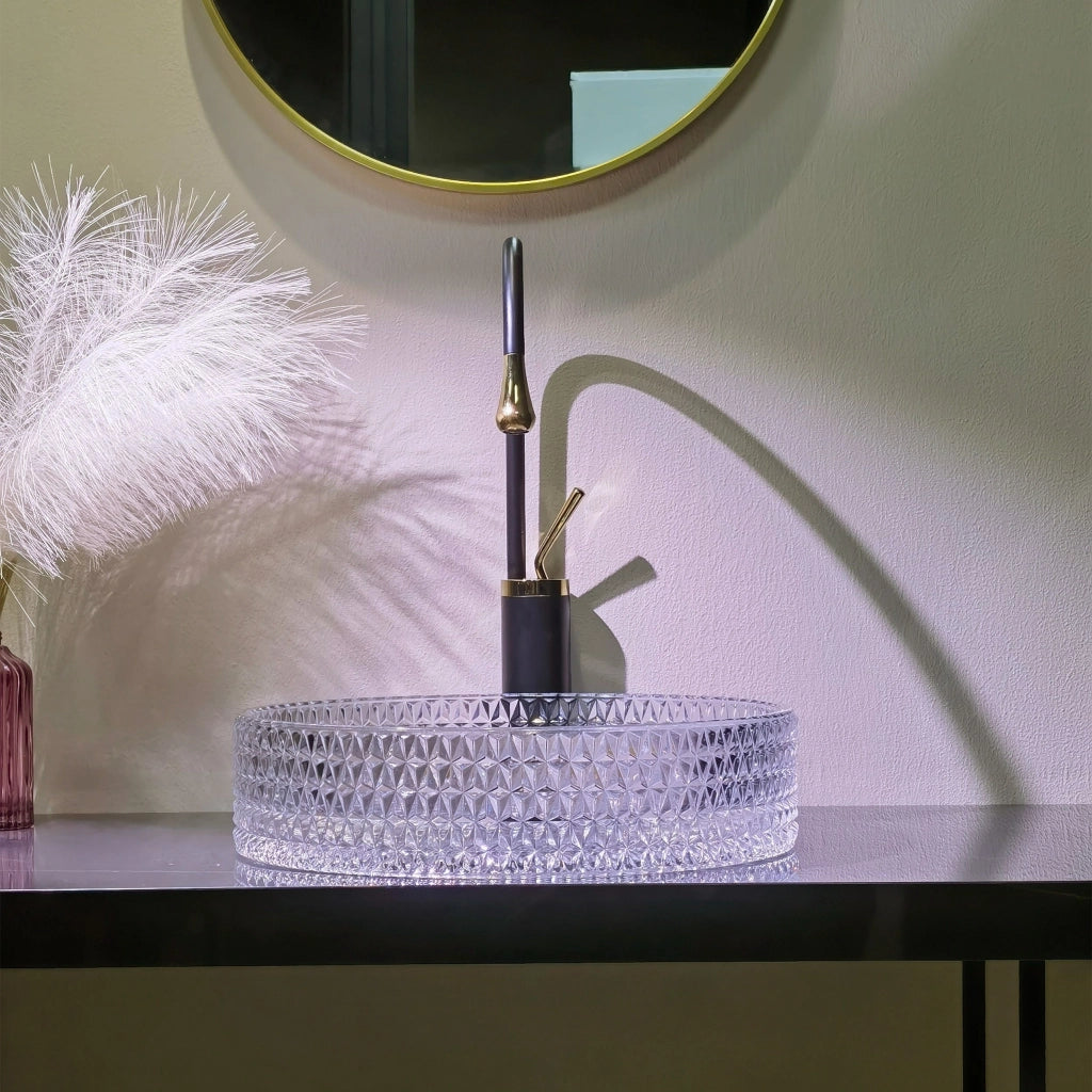 Lavabo Da Appoggio Rea Cristal Transparent 39