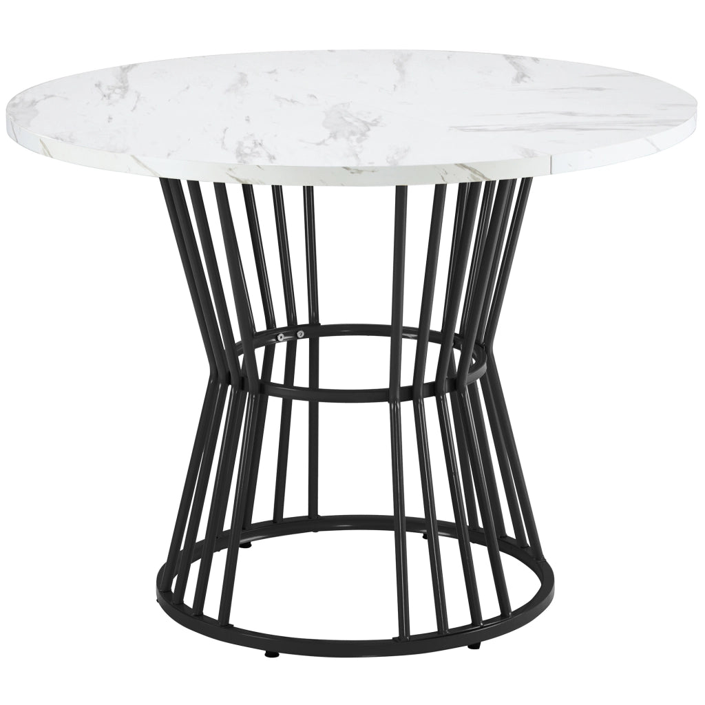 Tavolo da Pranzo con Piano Effetto Marmo e Telaio in Metallo ¨C MINIMAL ¨C Bianco/Nero