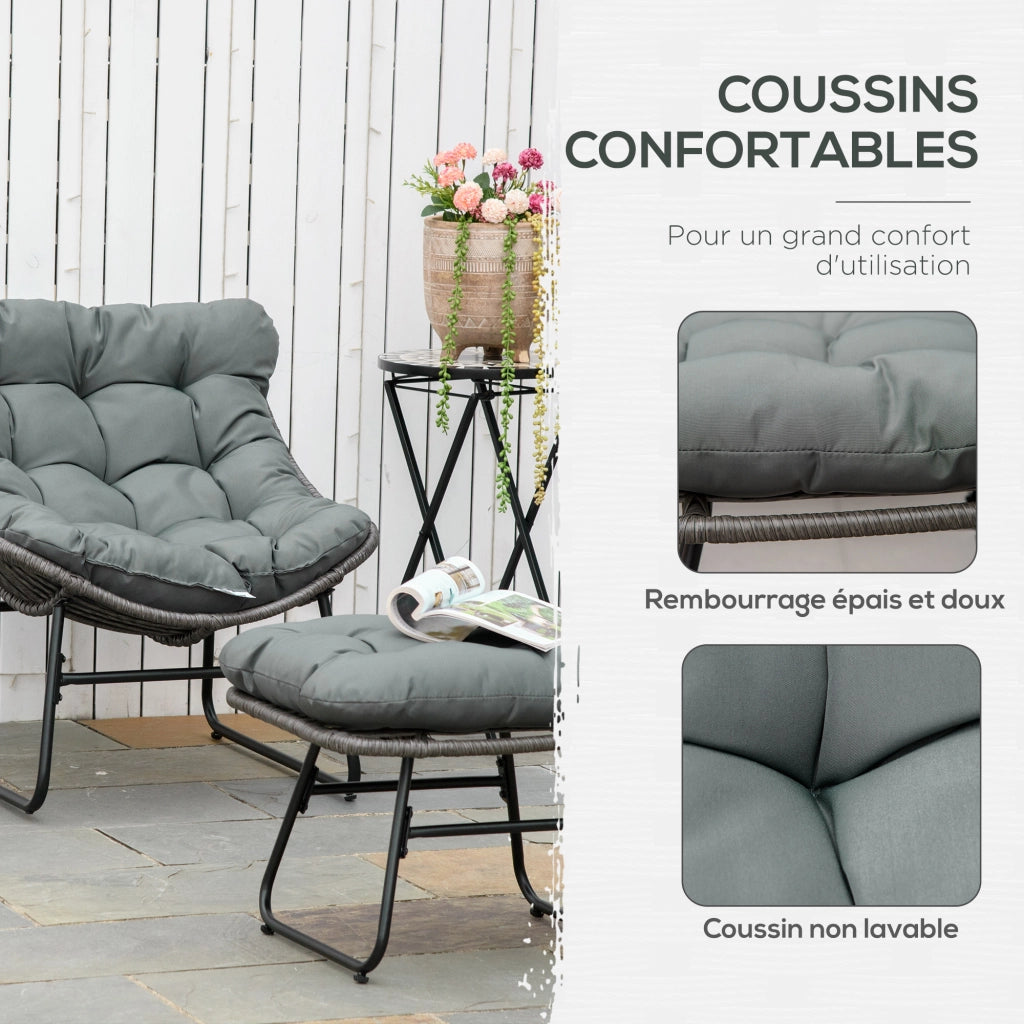 Poltrona da Giardino con Poggiapiedi ¨C Minimal ¨C Grigio