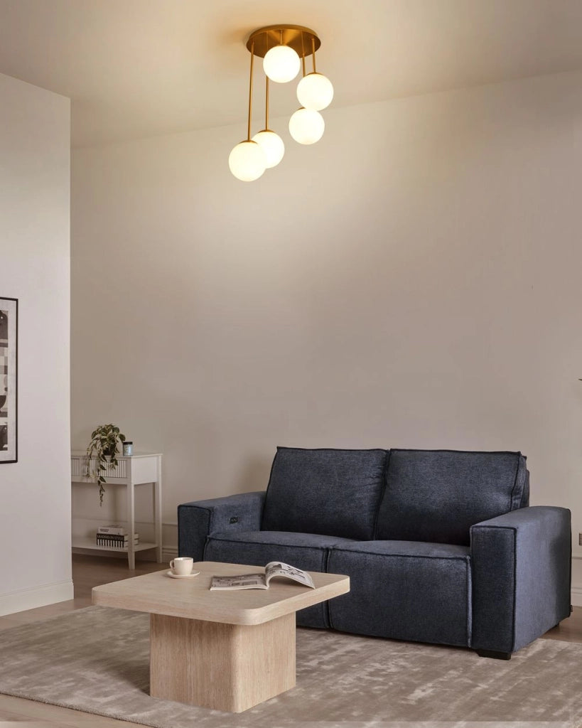 Lampadario a 5 luci con paralume moderno ottone Riana