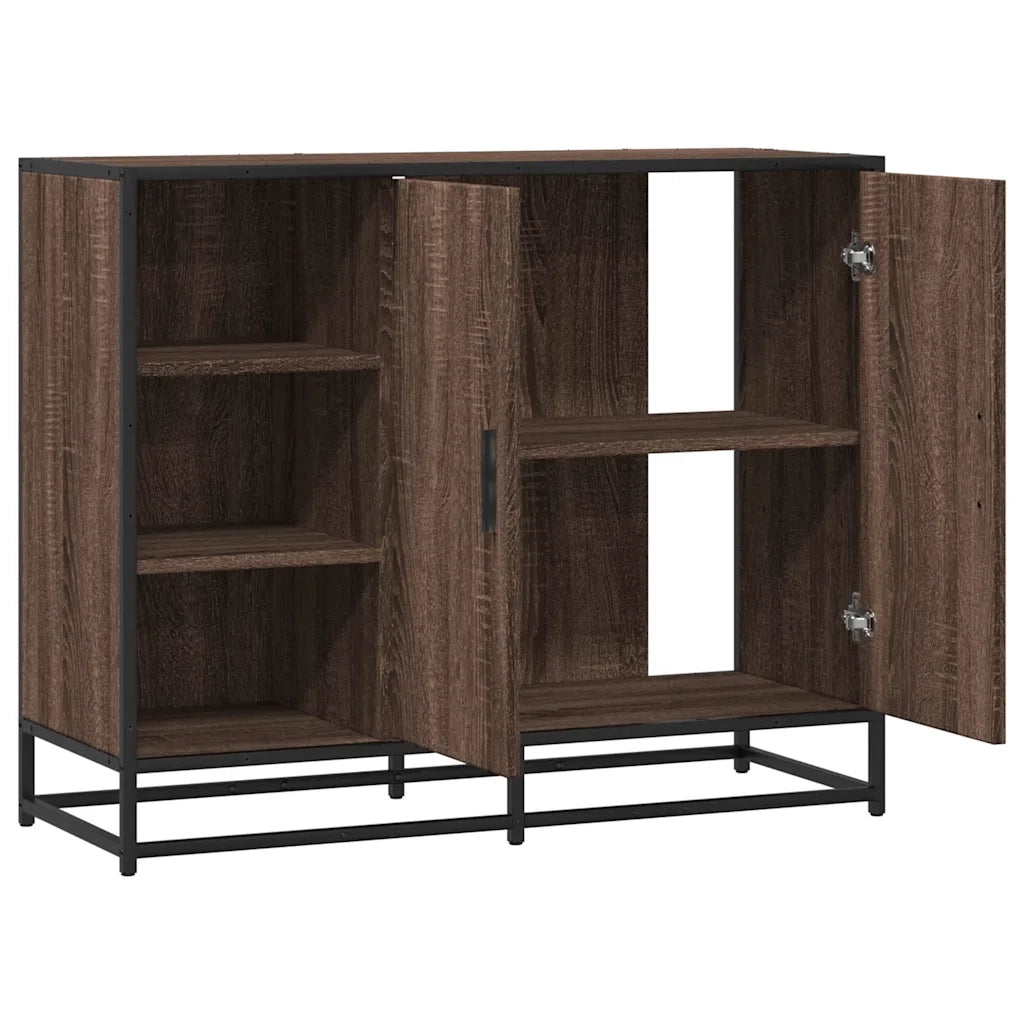 Credenza Rovere Marrone 92x35x76 cm in Legno Multistrato 849023