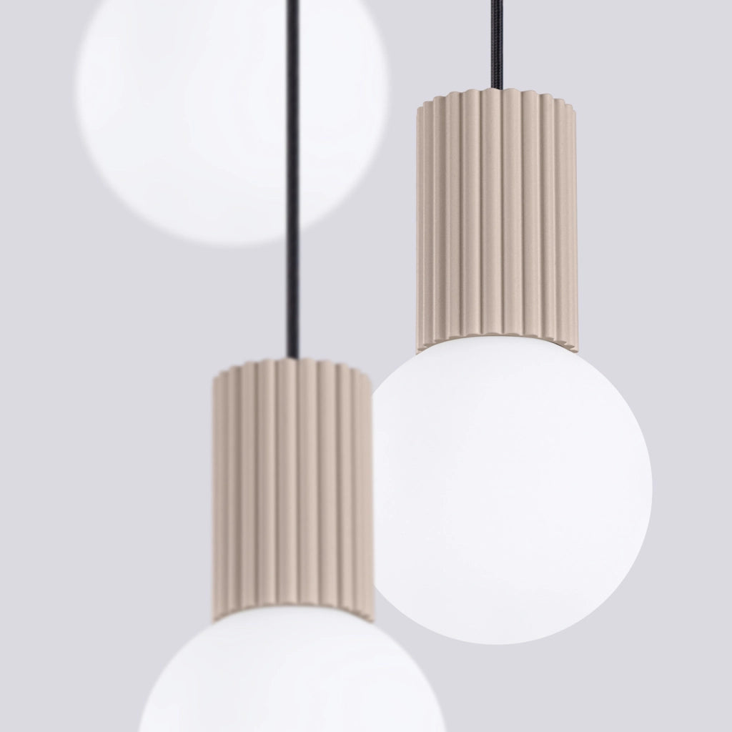 Lampadario moderno tondo taupe 3 sfere vetro SFERA