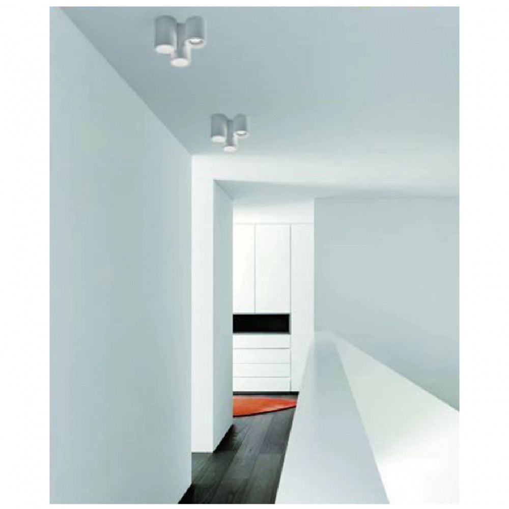 Trade Shop - Lampadario Lampada Da Soffitto Portalampada Gu10 3 Cilindri In Gesso Gs-c07-3 -