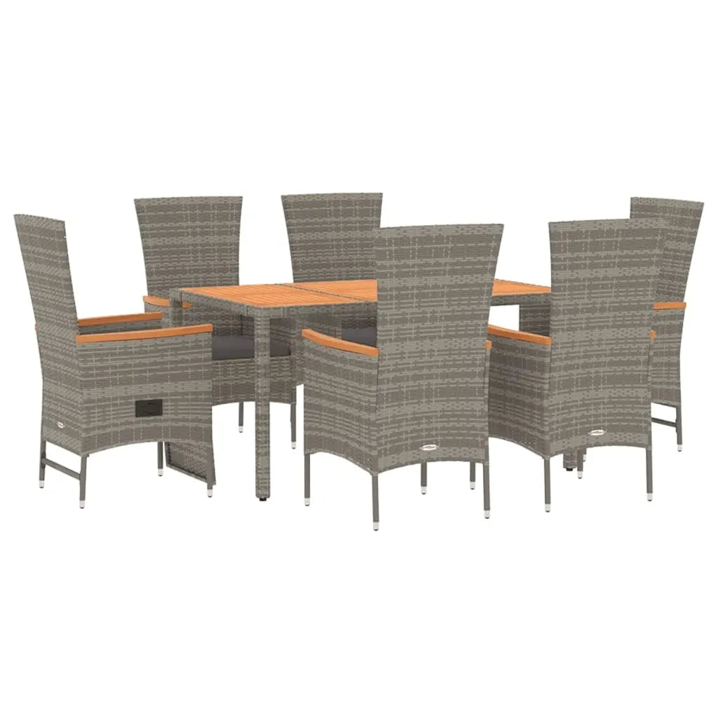 Set da Pranzo da Giardino 7 pz con Cuscini in Polyrattan Grigio 3157541