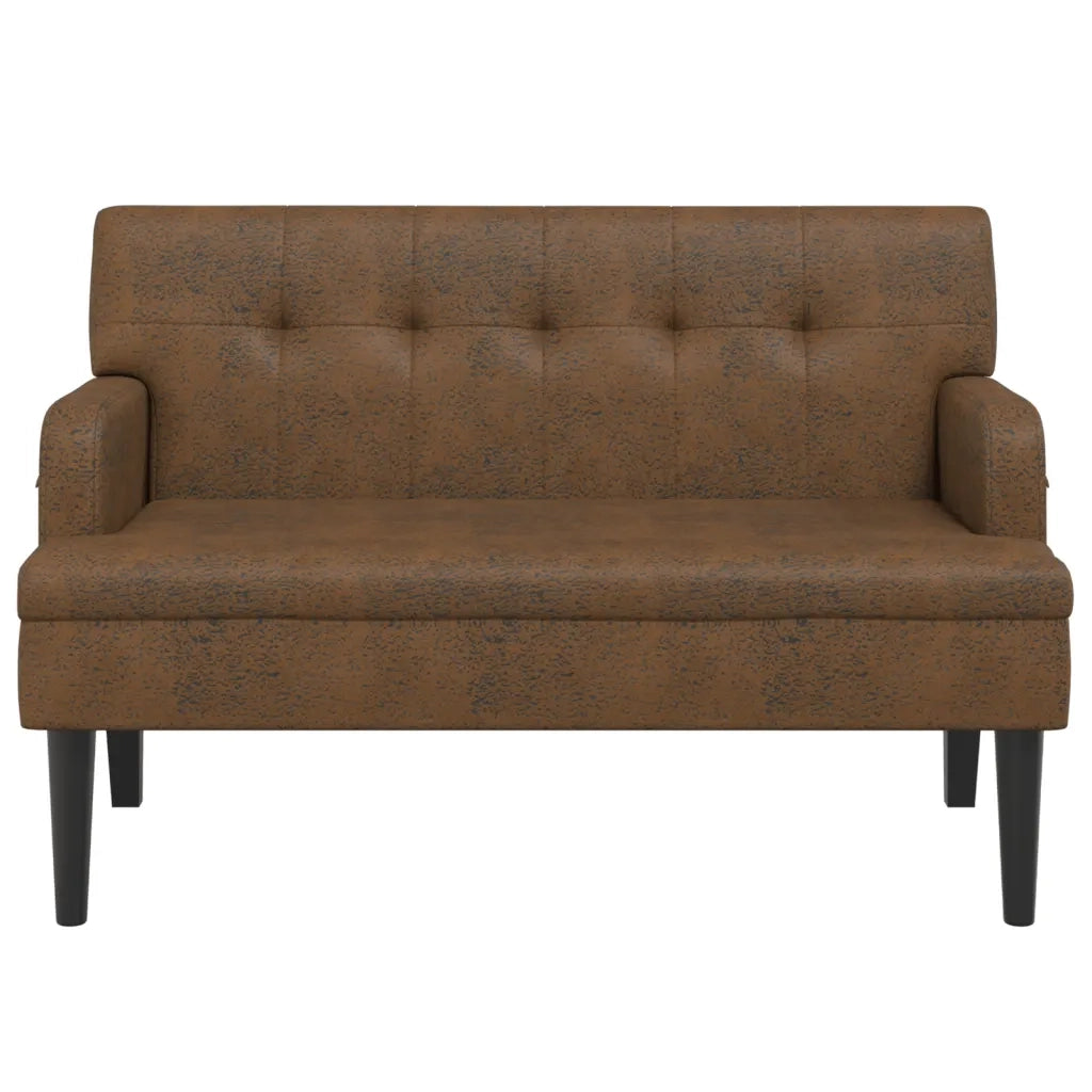 Panca con Schienale Marrone 112x65,5x75 cm in Scamosciato