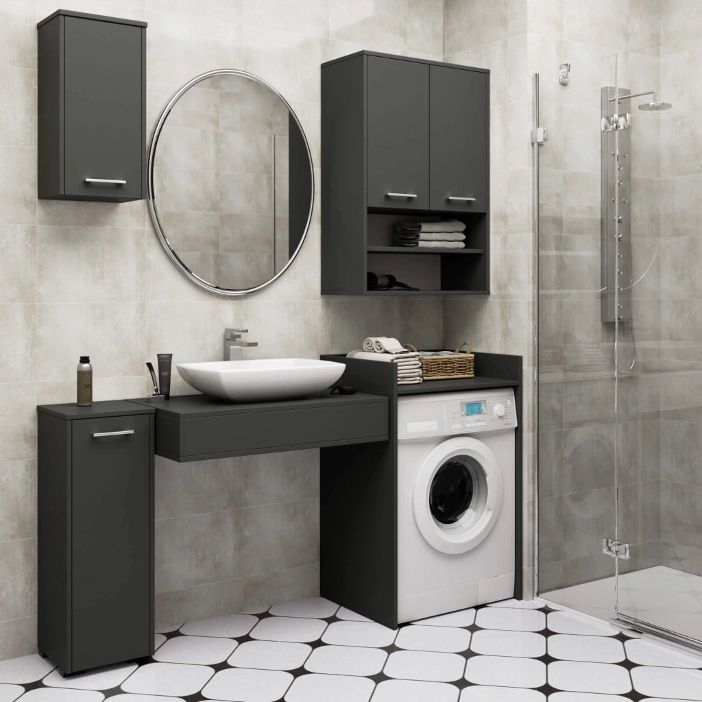 Mobile bagno sospeso AKORD FIN W64 H934 Grigio Grafite 2 ante 64x94x30 cm
