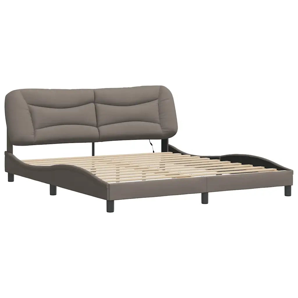 Giroletto con LED senza Materasso-Struttura Letto Hvar Tortora 180x200 cm in Tessuto