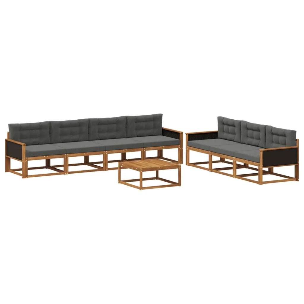 Set di divani da esterno con cuscino 8 pcs Naturale e Antracite 3382395