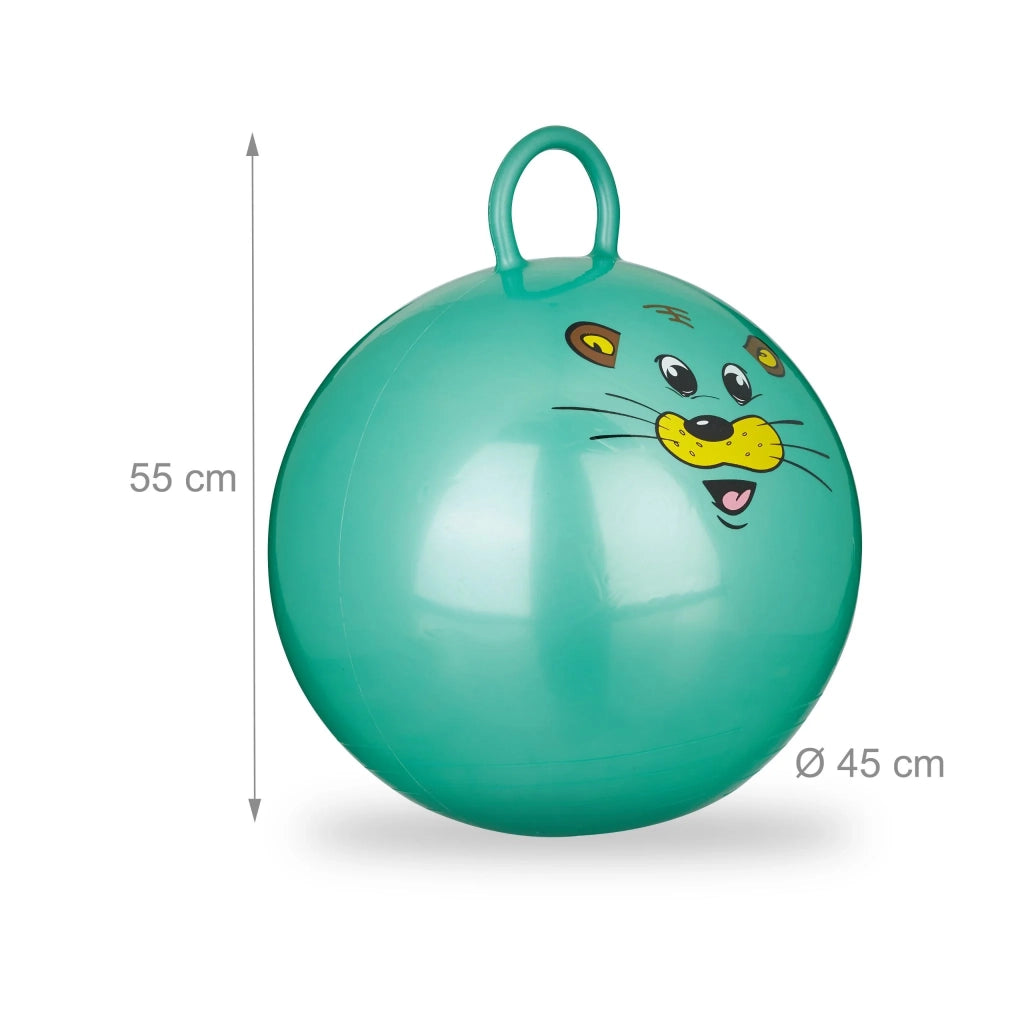 Palla salterina per bambini interno esterno 55 x 45 cm favorisce equilibrio motivi animali in PVC verde 13_0006496