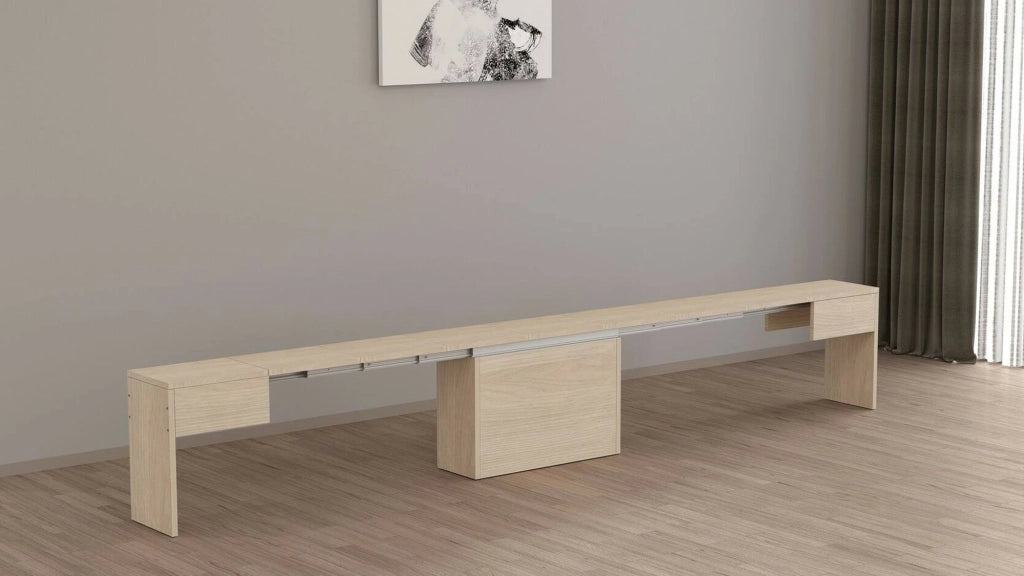 Panca Yutu, Seduta per tavolo da pranzo, Panca singola allungabile, 290x25h45 cm, Olmo