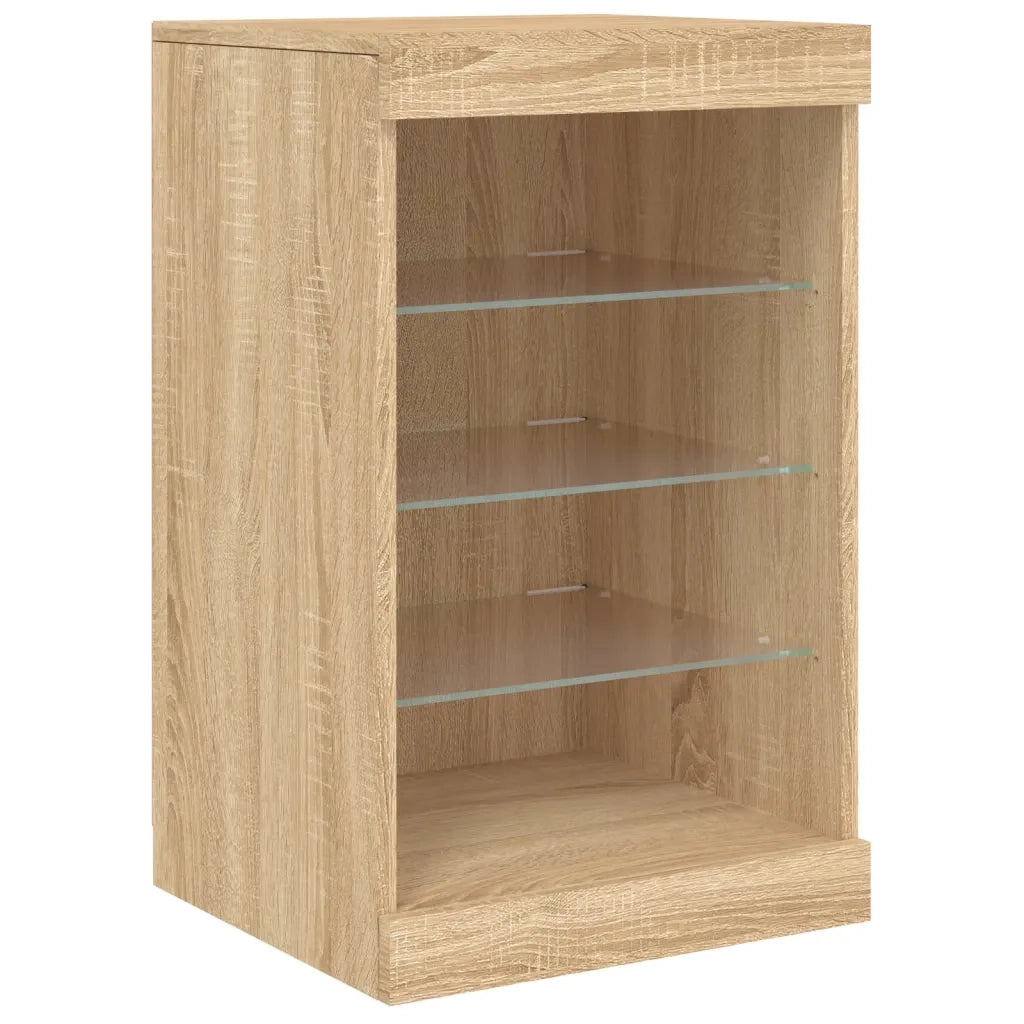 Credenza con Luci LED Rovere Sonoma 123x37x67 cm