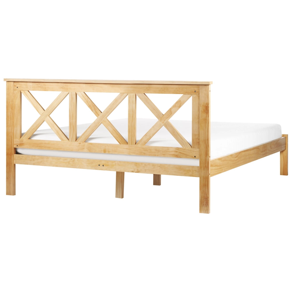 Letto in marrone chiaro con Rete a Doghe Design Elegante 160 x 200 cm