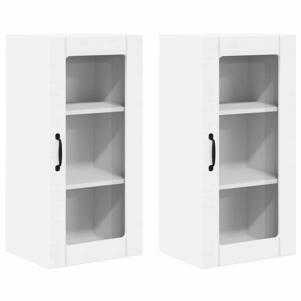 Mobile in vetro da parete PORTO 2 pcs Bianco 40 x 31 x 80 cm 885336
