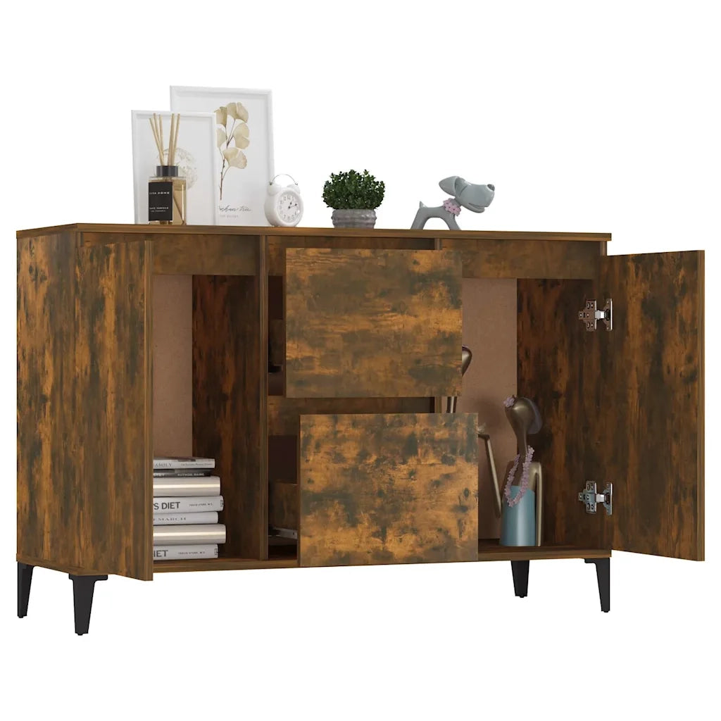 Credenza Rovere Fumo 102x35x70 cm in Legno Multistrato 815165