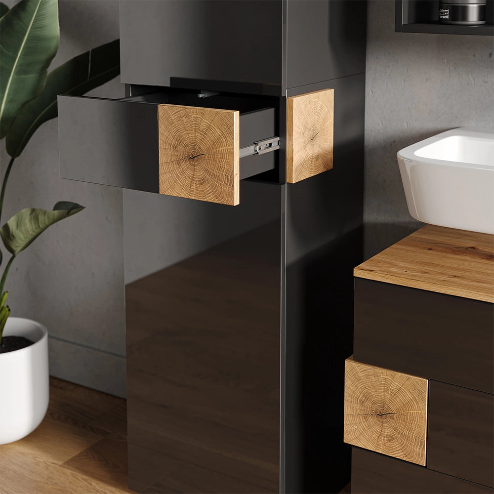 Vicco Set mobili bagno Antracite 3 parti, con colonna