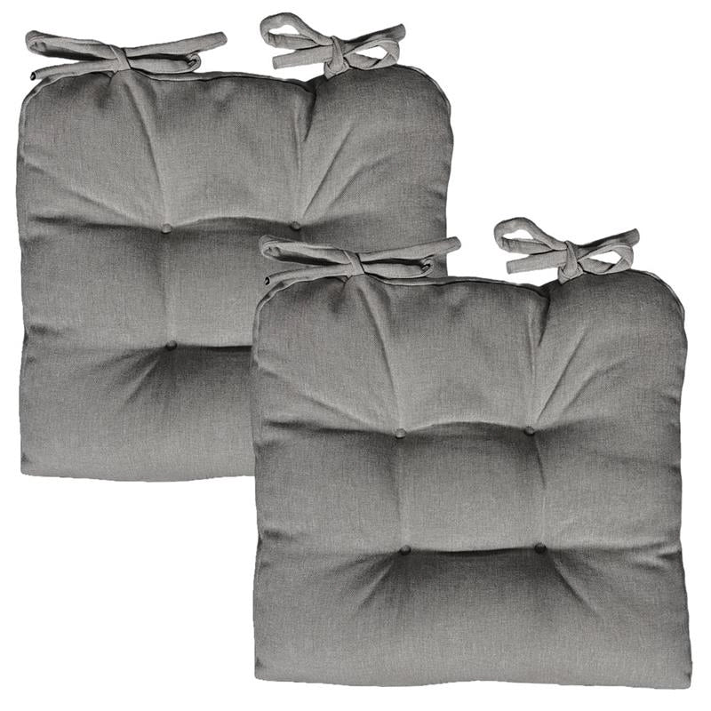 SET 2 CUSCINI DA SEDUTA COLORE GRIGIO 38X38X8 CM IMBOTTITURA MORBIDA PROVVISTI DI LACCI LAVABILI A 30°