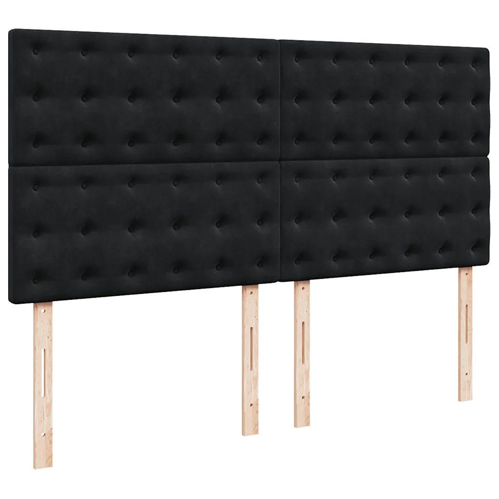 Giroletto a Molle con Materasso Nero 180x200 cm in Velluto 3294720