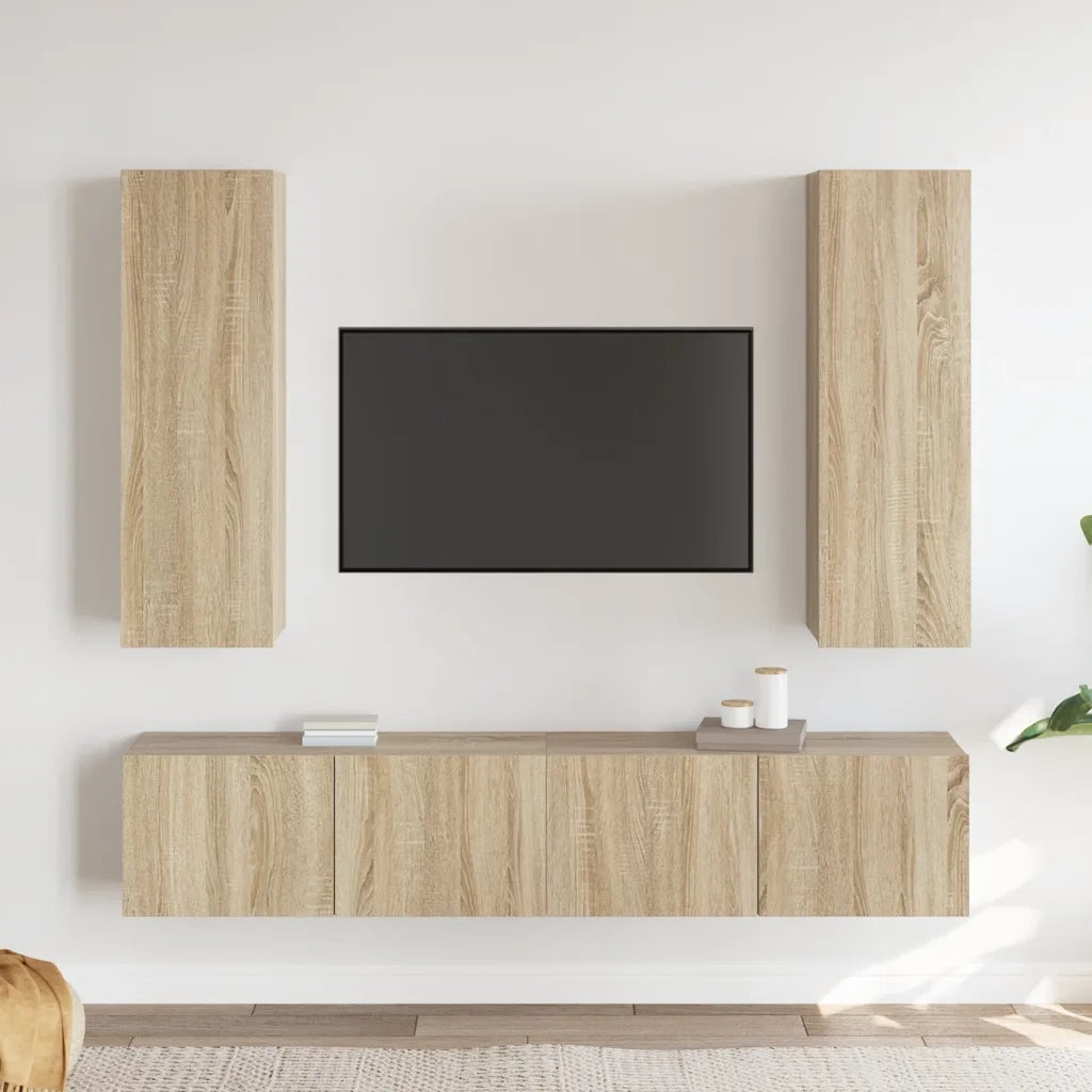 Set Porta TV 4 pz Rovere Sonoma in Truciolato cod mxl 11712