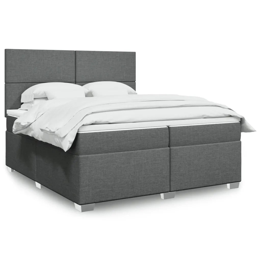 Giroletto a Molle con Materasso Grigio Scuro 200x200 cm Tessuto 3292889