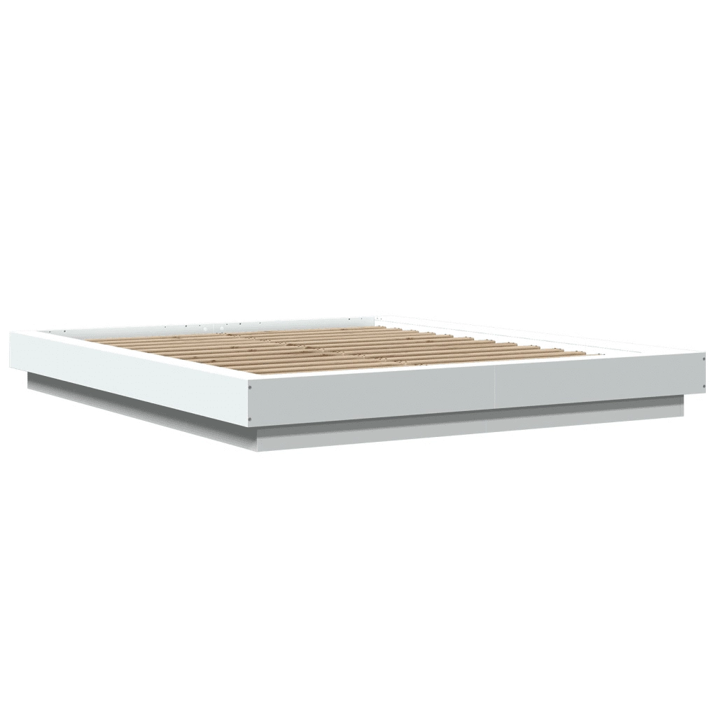 Giroletto con Luci LED Bianco 160x200 cm in Legno Multistrato