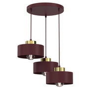 Lampada sospesa Marti 3xE27 bordeaux oro Luminex