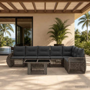 Set Divano da Giardino 8 pz Grigio e Grigio Scuro polyrattan 3436949