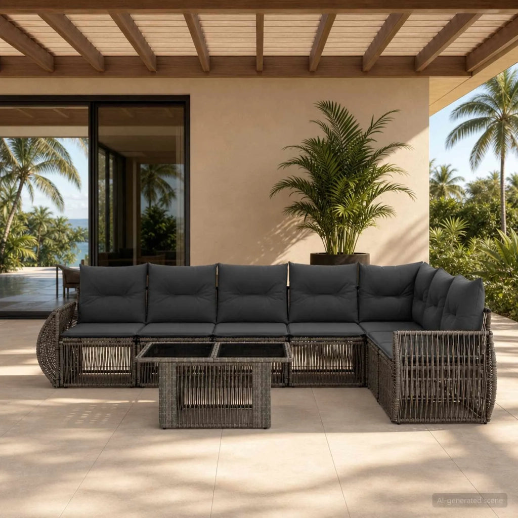 Set Divano da Giardino 8 pz Grigio e Grigio Scuro polyrattan 3436949